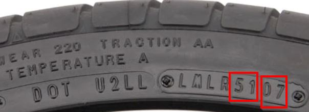 Determine the age of a tire from the DOT code