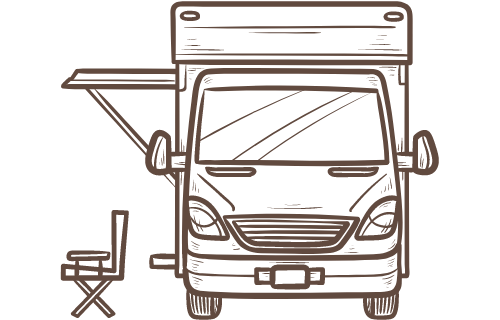 outlined image of a parked RV